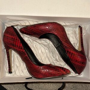 Aldo Red Snake-Print Stiletto Pumps- excellent condition!